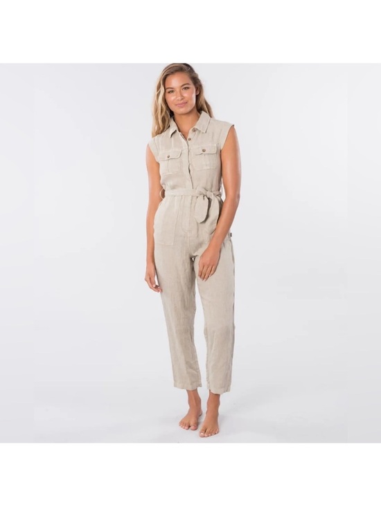 Rip Curl Pants - Rip curl women’s utility linen off duty neutral natural boiler suit